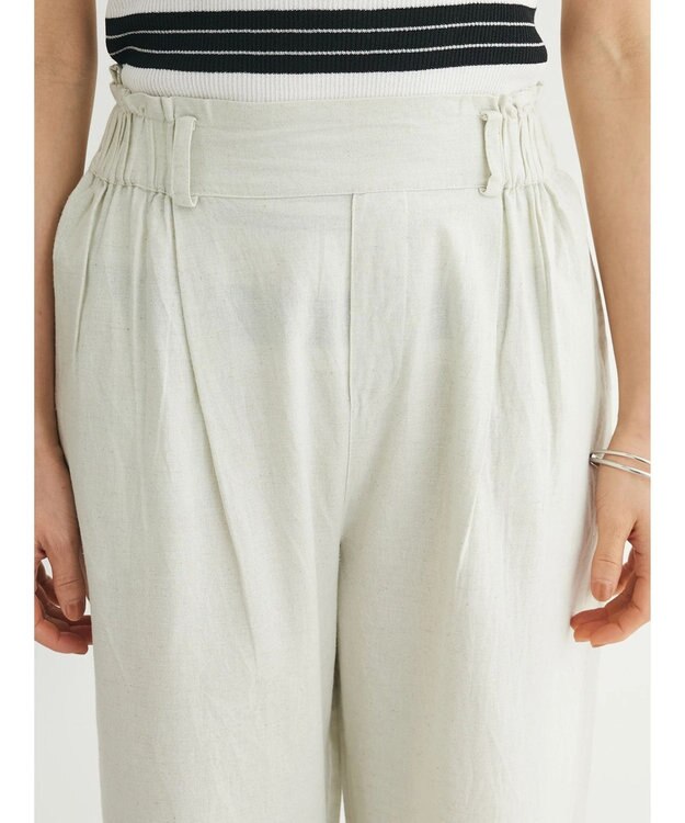 Green Parks インド 綿麻フロントタックパンツ Natural