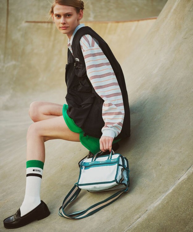 LeSportsac MINI DUFFEL CROSSBODY/スペクテイタークリアスカイ/ティール スペクテイタークリアスカイ/ティール