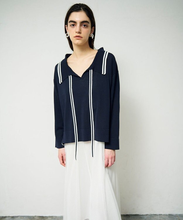 GRACE CONTINENTAL マリンボウタイニット ネイビー