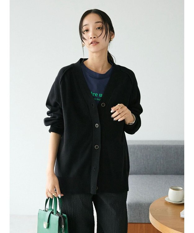 CRAFT STANDARD BOUTIQUE アウトリンキングニットカーディガン Black