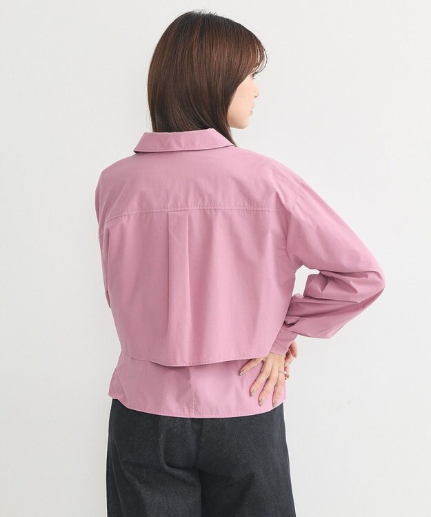 earth music&ecology ロールアップスリーブボクシーシャツ Purple