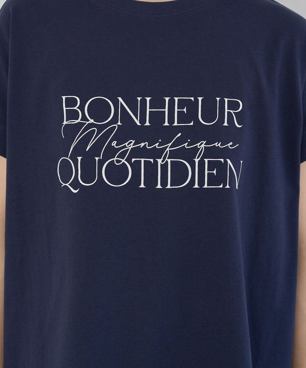 Green Parks フレンチスリーブ筆記体ロゴチュニック Navy