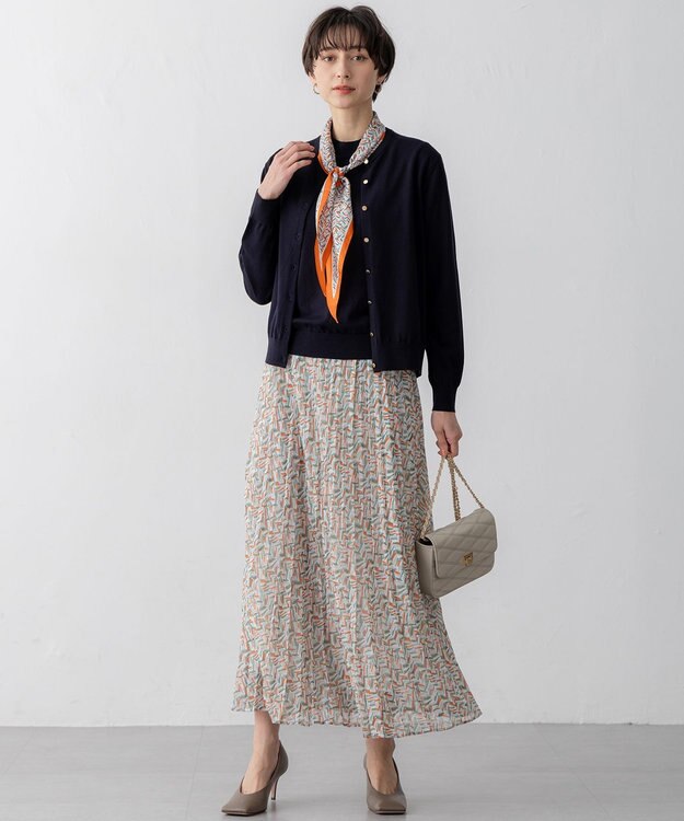 23区 【Oggi5月号掲載/洗える】プレミアムビオコットン 半袖 ニット ネイビー系