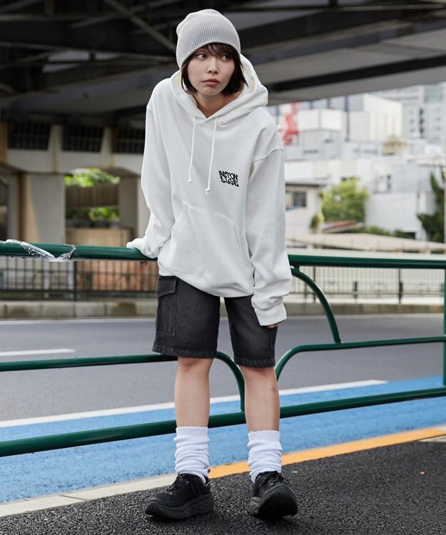 WEGO 【裏起毛/ユニセックス着用ITEM】リラックスフィットグラフィックパーカー ホワイト