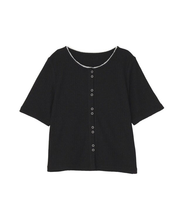 earth music&ecology チェーンリブラメカットソー Black