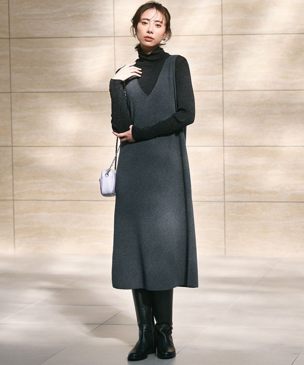 23区 【SLOW/一部店舗限定】新色追加！シアーリブロンTEE タートルネック カットソー ブラック系