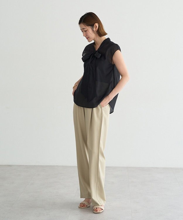 YECCA VECCA サイドラインパイピングストレートパンツ Gray Beige