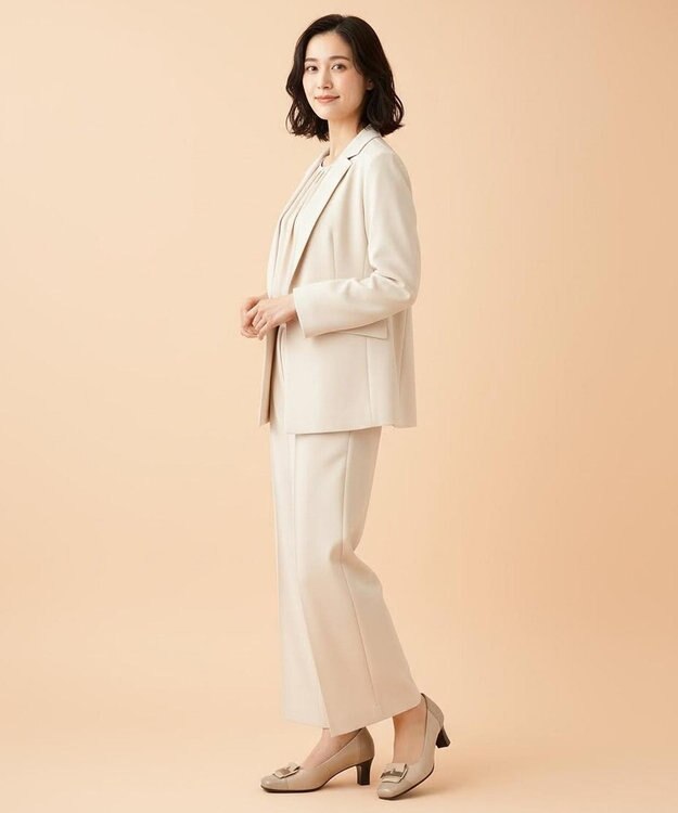 Pointer 日本製 本革スクエアトゥパンプス ベージュ(ヌメ)×ベージュ(EN)