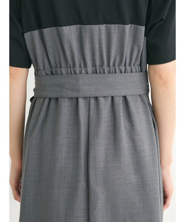 Green Parks 共ベルト付きビスチェ風ドッキングワンピース Gray Mixture