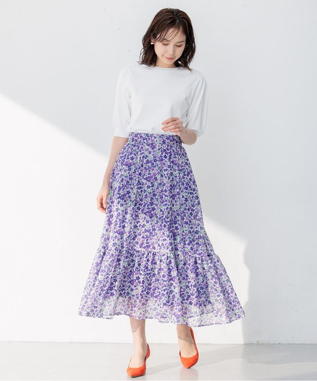 組曲 【23SS】ヴィンテージフラワープリント スカート パープル系5