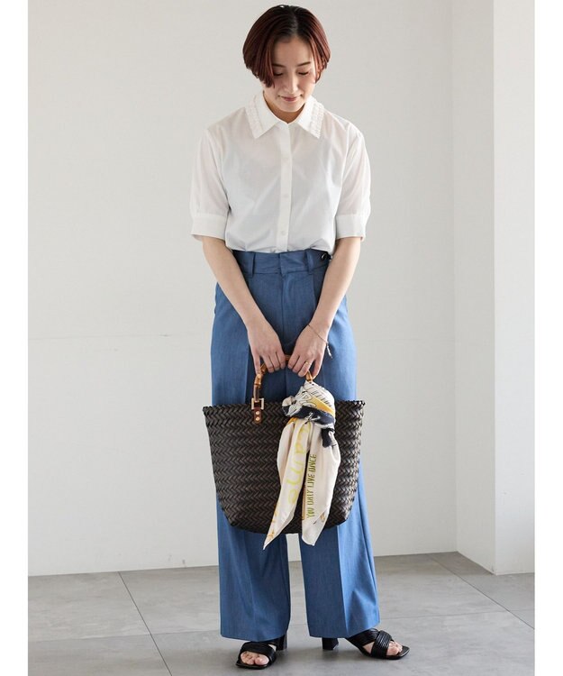 Te chichi ミニフリルトリムカラーブラウス オフホワイト