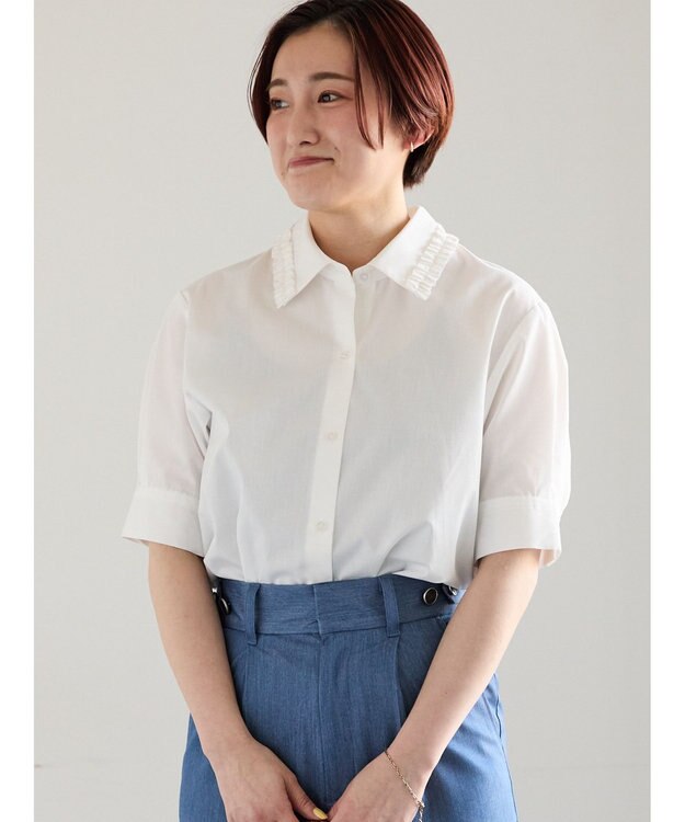 Te chichi ミニフリルトリムカラーブラウス オフホワイト