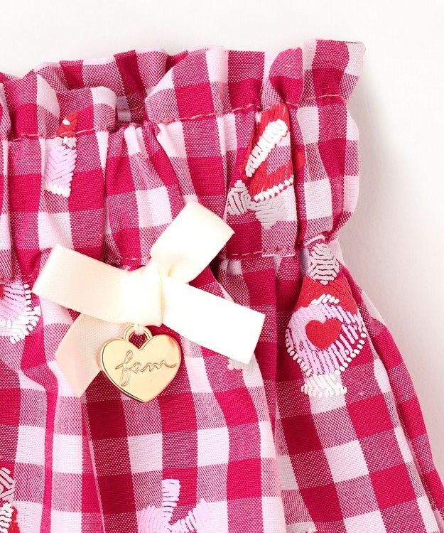 ANY KIDS ギンガム 発泡プリント スカート 赤系チェック