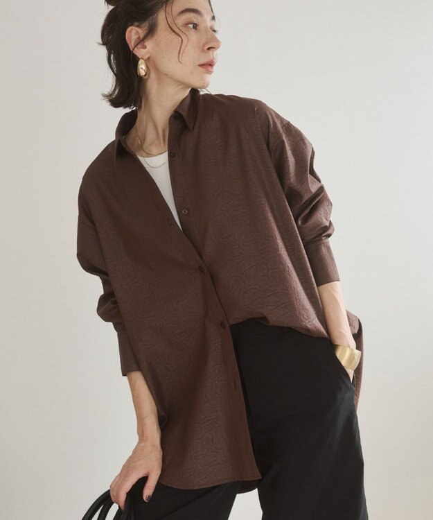 WEGO 【ANGIE VINTAGE】レザーライクシャツ＆スカートセットアップ ブラウン