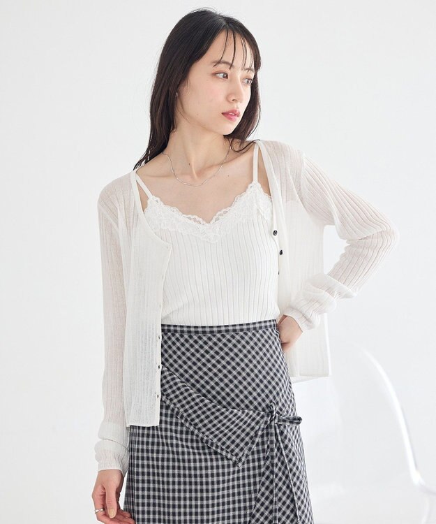 earth music&ecology レースリブキャミソール Ecru