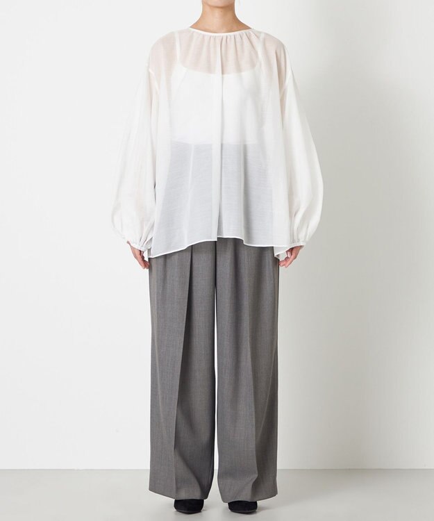 NAVE 【Nave】ブライトシアーボイル ギャザーブラウス ホワイト系