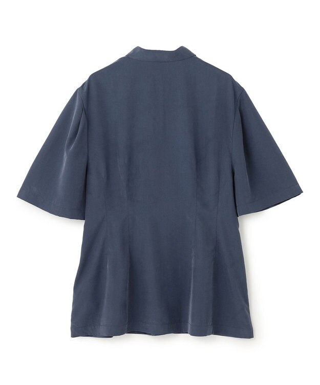 UNFILO L フィブリル ペプラムブラウス ディープブルー