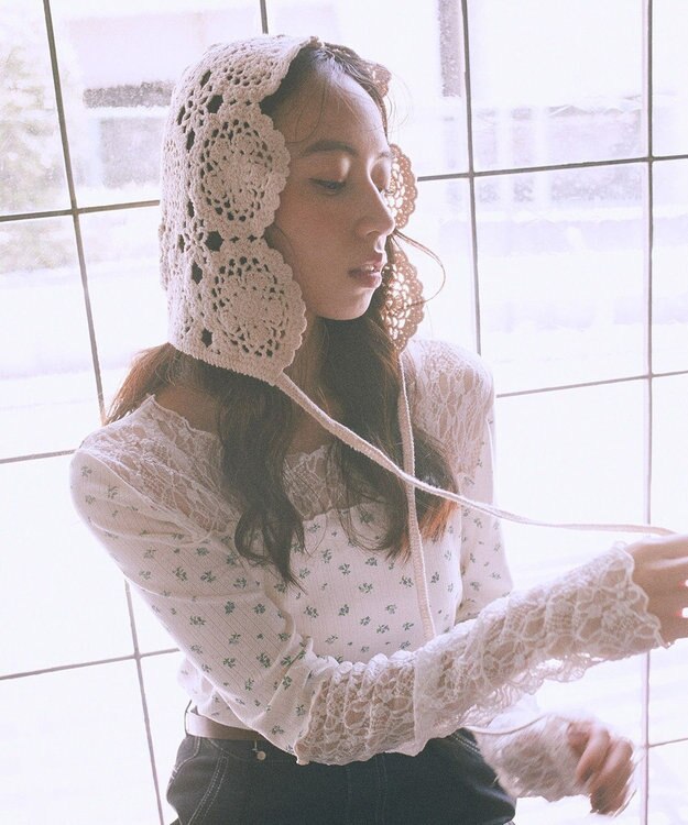 earth music&ecology レースバブーシュカ Ecru