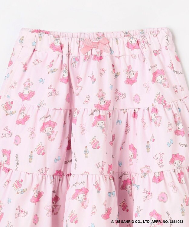 ANY KIDS 【マイメロディ＆クロミ×ANY KIDS】総柄 ティアードスカート ピンク×マイメロディ