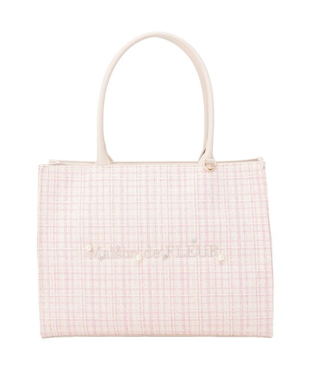 Maison de FLEUR ビジューツイードスクエアトートバッグ Light Pink