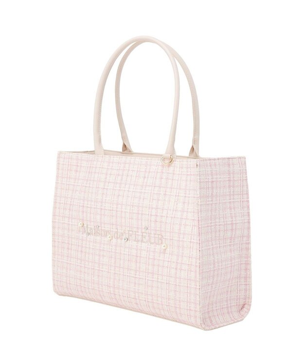 Maison de FLEUR ビジューツイードスクエアトートバッグ Light Pink