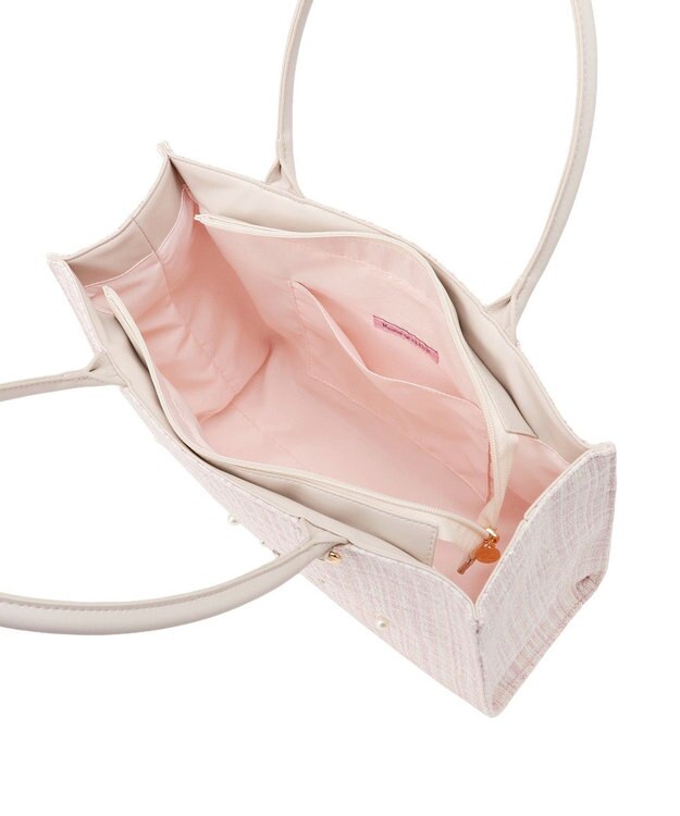 Maison de FLEUR ビジューツイードスクエアトートバッグ Light Pink