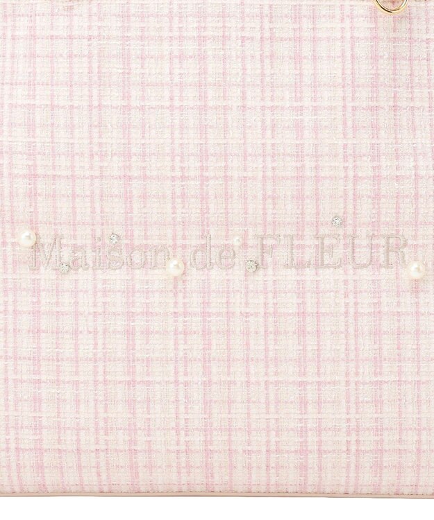 Maison de FLEUR ビジューツイードスクエアトートバッグ Light Pink
