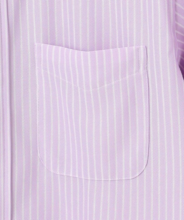 J.PRESS MEN 酷暑の清潔感もこれ一枚で【吸水速乾 / 抗菌防臭 / 防シワ】【J.PRESS OXFORD JERSEY】カノコインレイストライプ 半袖シャツ / B.D. ライラック系1