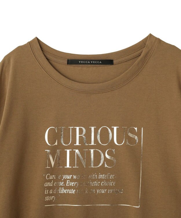 YECCA VECCA 【UVカット】ワイドスリーブ箔プリントTee Dark Beige