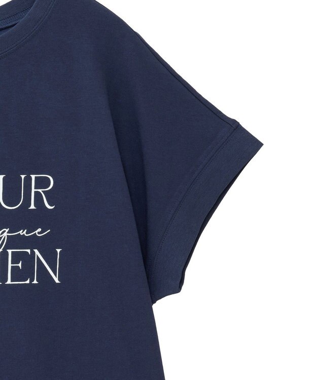 Green Parks フレンチスリーブ筆記体ロゴチュニック Navy