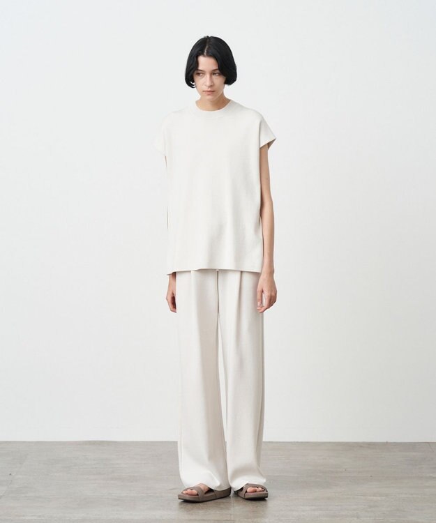 ATON 【23/SS】50/2 NATURAL DYE ORGANIC COTTON | モックネックタンクトップ WARM WHITE