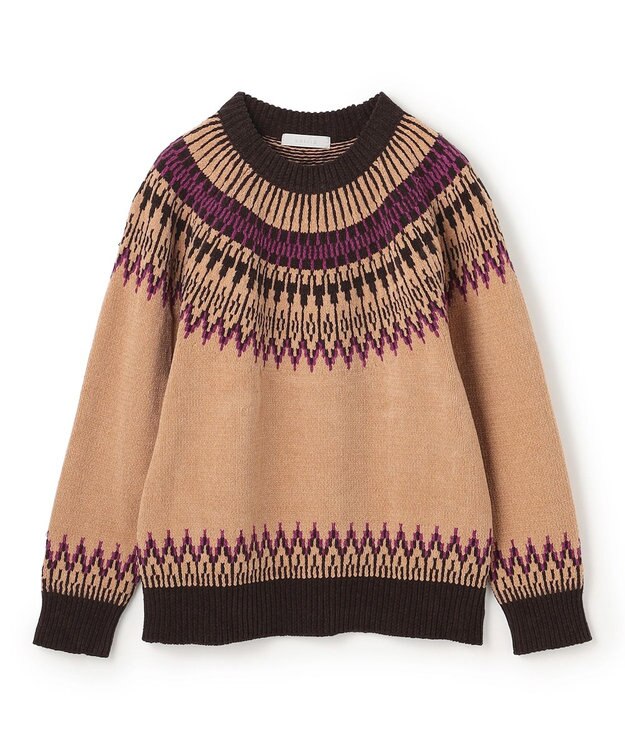 UNFILO MENS ライトモール ノルディックニット キャメル×ブラウン