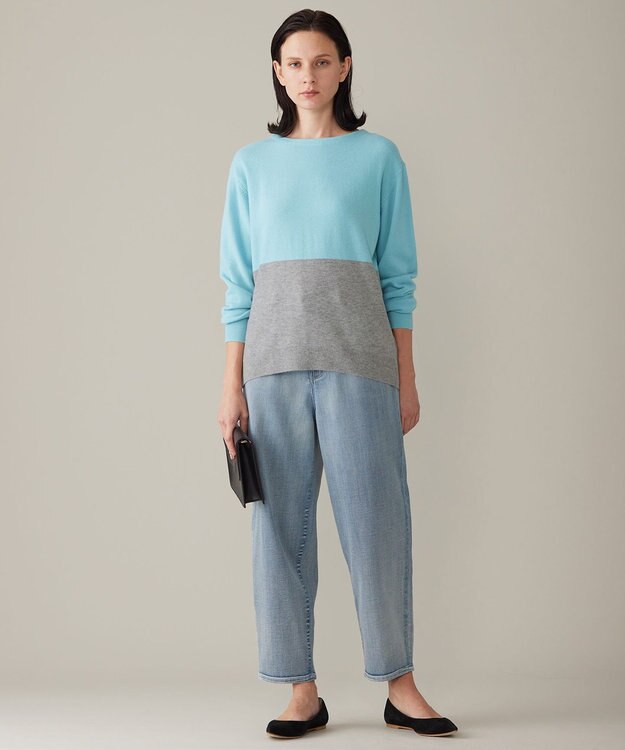 自由区 S 【洗える】ウスカルデニム カーブパンツ ライトインディゴ