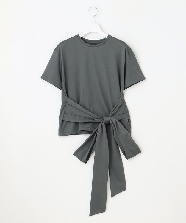 23区 L 【エステータ】スーピマシングルジャージー サッシュデザイン カットソー グレー系