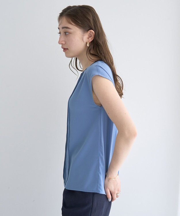 YECCA VECCA 配色タックデザインブラウス Blue