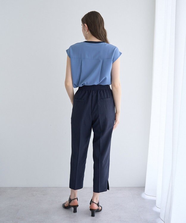 YECCA VECCA 配色タックデザインブラウス Blue