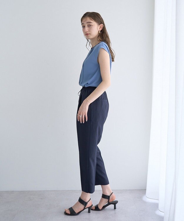 YECCA VECCA 配色タックデザインブラウス Blue