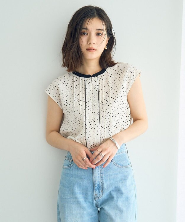 YECCA VECCA 配色タックデザインブラウス Dot