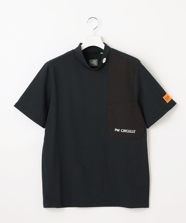 PW CIRCULUS 【吸水速乾 / UV遮蔽率99.5% UVカット / ストレッチ】【MEN】ポケットモックT ゴルフ ブラック系