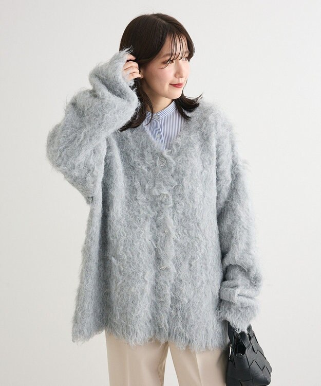 Green Parks ・ｓｗｉｎｇ　ｂｙ　２ｗａｙロング起毛カーディガ Light Gray