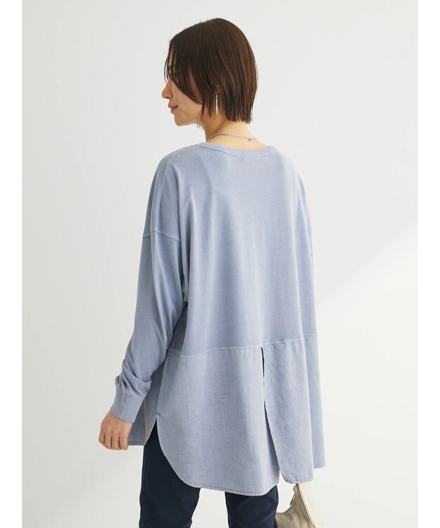 Green Parks ピグメントドッキングスリットデザインチュニック Sax