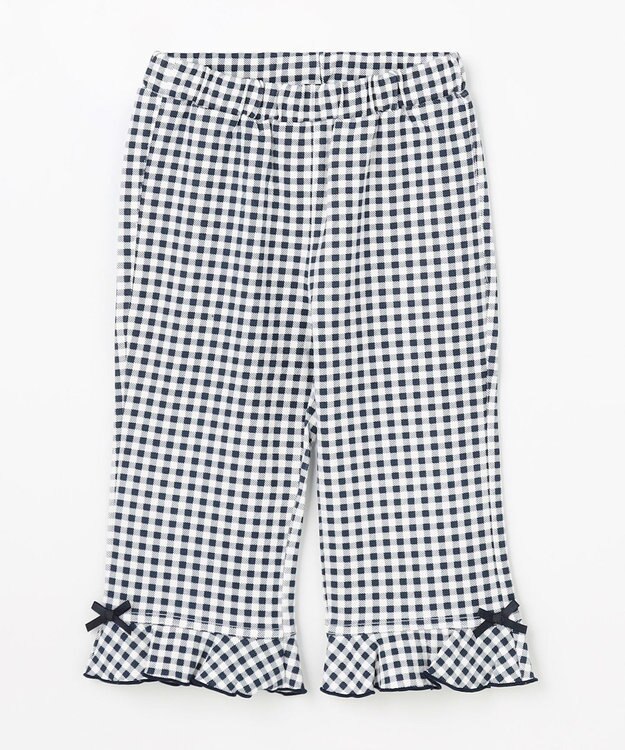 ANY KIDS 【洗濯機可能/接触冷感】ひんやり カットソーパンツ ネイビー（ギンガムチェック）