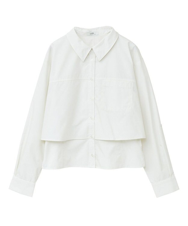 earth music&ecology ロールアップスリーブボクシーシャツ Off White