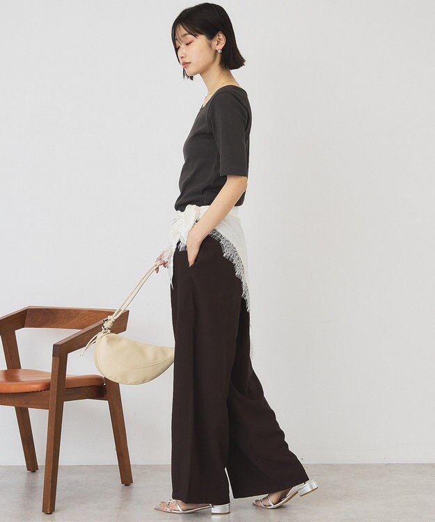 AMERICAN HOLIC スクエアネック5分袖プルオーバー Charcoal Gray