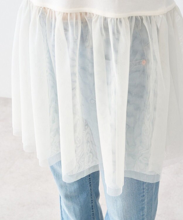 earth music&ecology 【吸湿発熱】あったかフェミニンインナー（チュールヘム） Off White