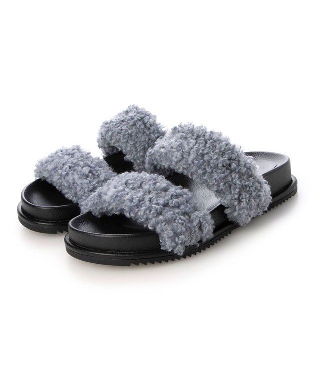 MODE ET JACOMO <carino>エコファーもこもこサンダル ブルー