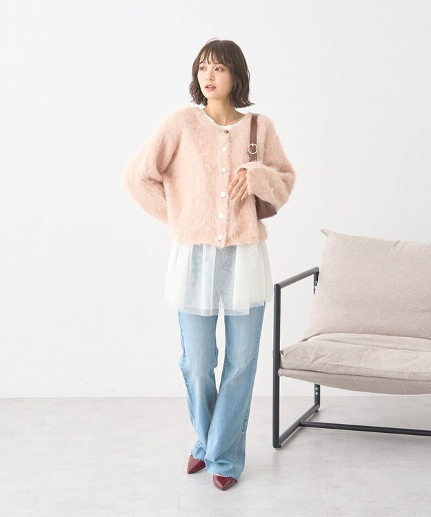 earth music&ecology 【吸湿発熱】あったかフェミニンインナー（チュールヘム） Off White