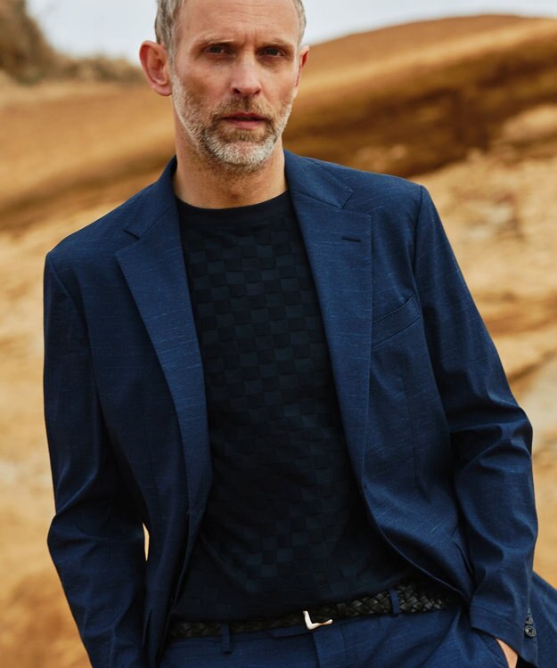 J.PRESS MEN 感動！？上品な見た目に着心地抜群なセットアップ【MECHANICAL】【超軽量 / 清涼感 / 洗える】 ハイパワーストレッチ リネンルックジャケット ネイビー系