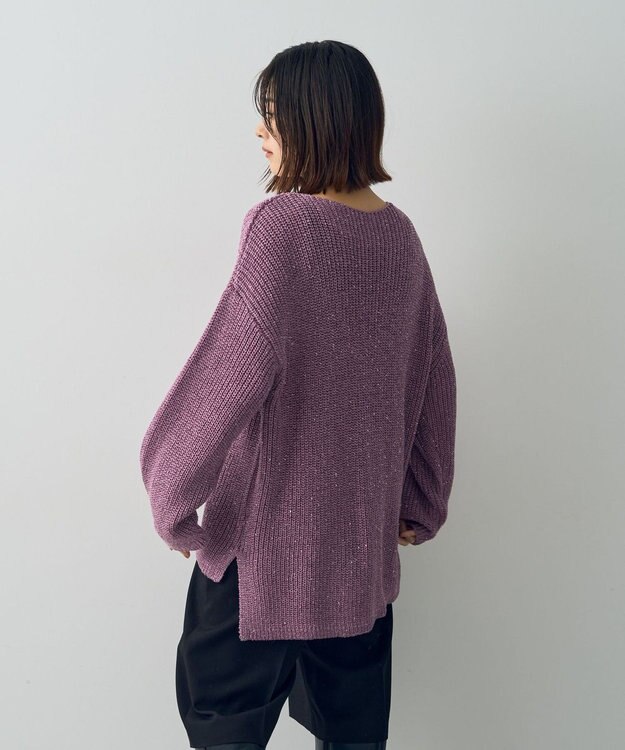 YECCA VECCA スパンコールボートネックニット Lavender
