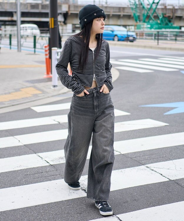 WEGO 【ユニセックス着用ITEM/SMLサイズ展開】カバーフィットバルーンデニムパンツ デニムブラックソノタ